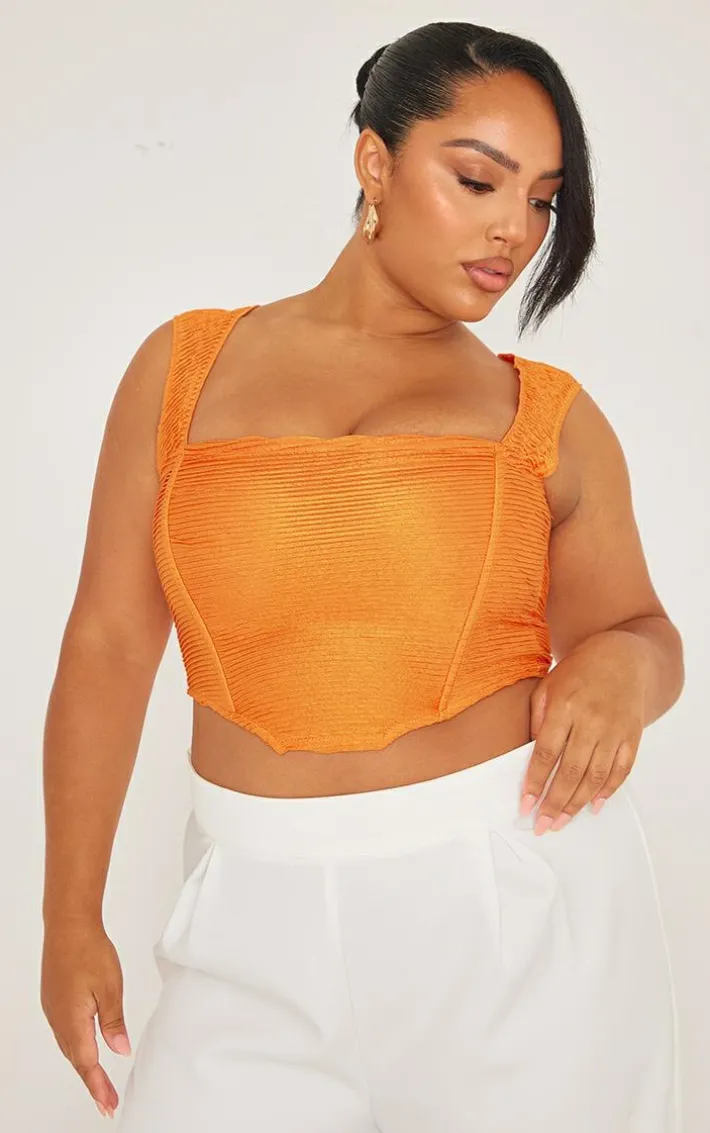 Plus Orange Textured Corset Top