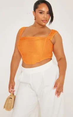 Plus Orange Textured Corset Top