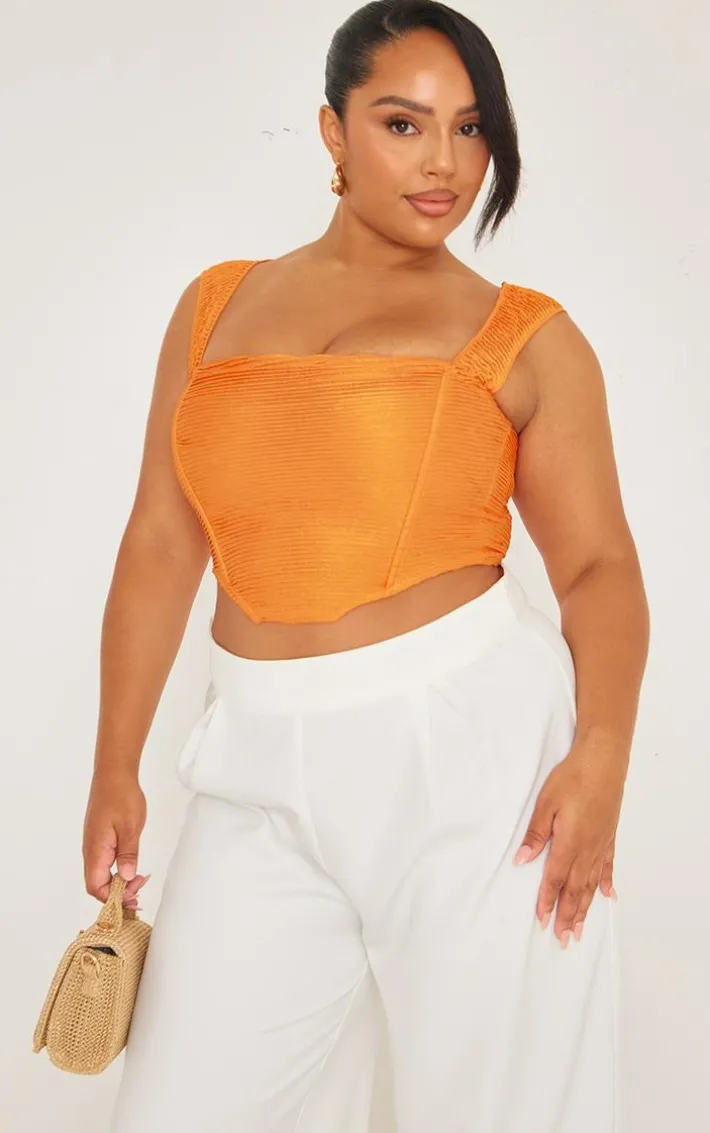 Plus Orange Textured Corset Top