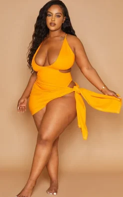 Plus Orange Tie Side Sarong