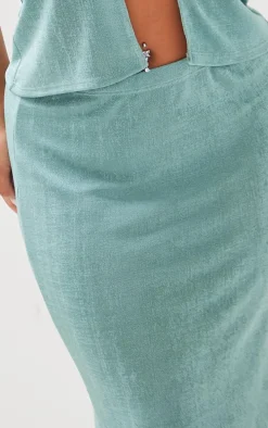 Plus Pale Green Acetate Maxi Skirt