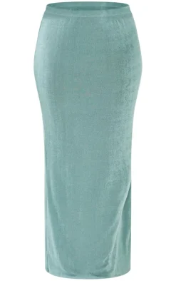Plus Pale Green Acetate Maxi Skirt