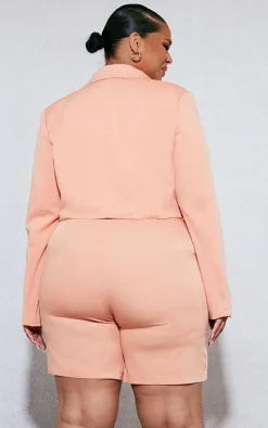 Plus Peach Linen Look Tailored Shorts