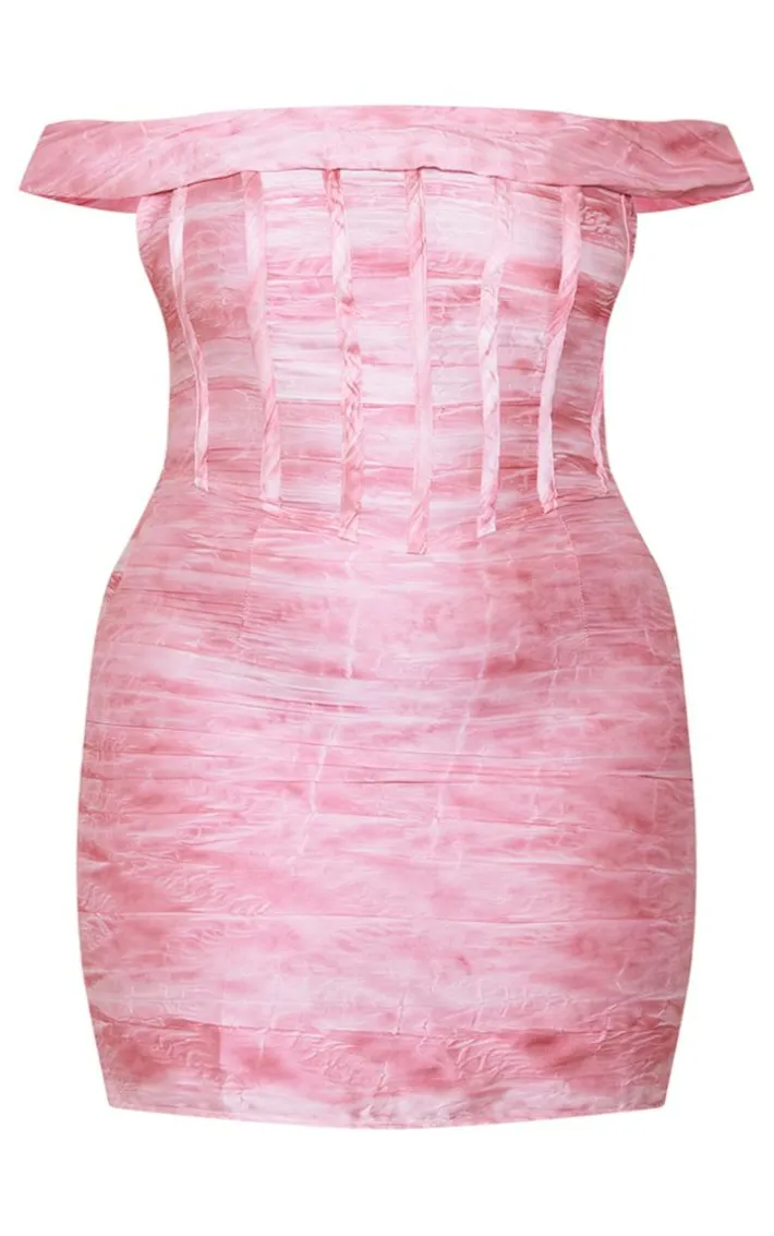 Plus Pink Bardot Bodycon Dress
