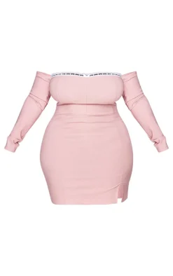 Plus Pink Bardot Corset Detail Bodycon Dress