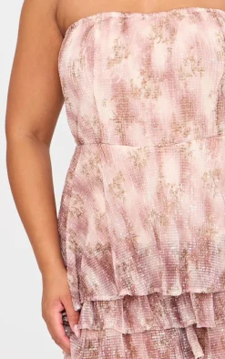 Plus Pink Floral Print Embellished Bandeau Rara Romper