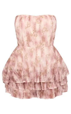 Plus Pink Floral Print Embellished Bandeau Rara Romper