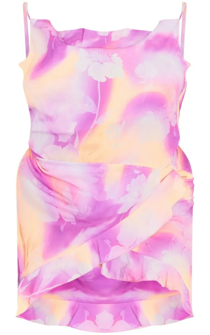 Plus Pink Floral Ruffle Detail Midi Dress