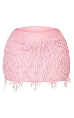 Plus Pink Raw Hem Knit Skirt