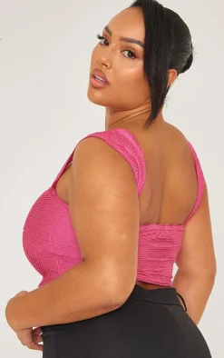 Plus Pink Textured Corset Top