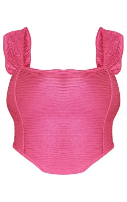 Plus Pink Textured Corset Top