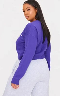 Plus Purple Candy Cane Kisses Cropped Christmas Sweater