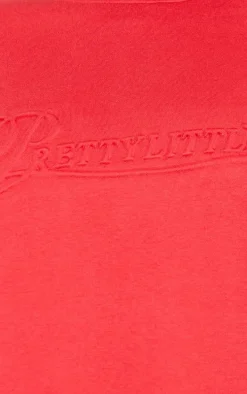 Plus Red Embossed Graphic Oversized Sweatshirt