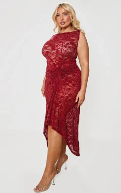 Plus Red Lace Midaxi Dress