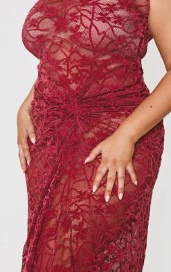 Plus Red Lace Midaxi Dress