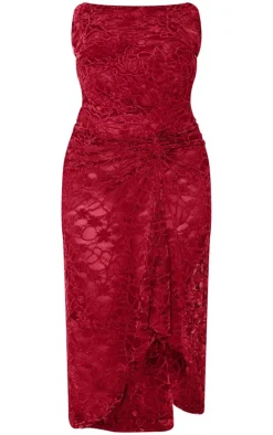 Plus Red Lace Midaxi Dress