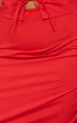 Plus Red Poplin Maxi Skirt