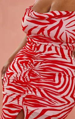 Plus Rose Devore Ruched Cowl Neck Midi Dress