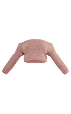 Plus Rust Bardot Distressed Knit Sweater