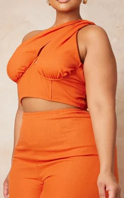 Plus Rust One Shoulder Corset Top
