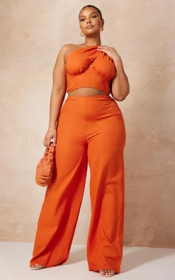 Plus Rust Wide Leg Pants