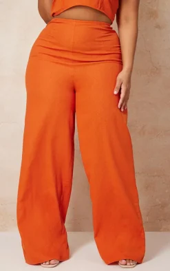 Plus Rust Wide Leg Pants