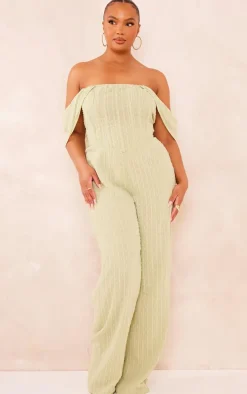 Plus Sage Green Dobby Mesh Corset Jumpsuit