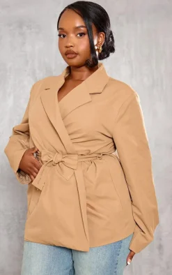 Plus Sand Belted Waist Blazer