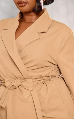 Plus Sand Belted Waist Blazer