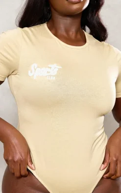 Plus Sand Borg Printed Short Sleeve Bodysuit