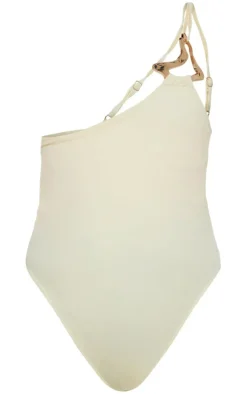 Plus Sand Gold Trim Asymmetric Swimsuit