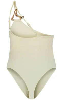Plus Sand Gold Trim Asymmetric Swimsuit