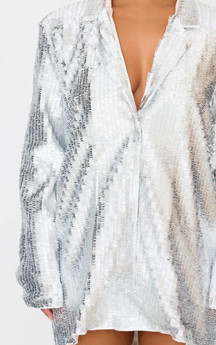Plus Silver Diamante Blazer Dress