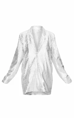 Plus Silver Diamante Blazer Dress
