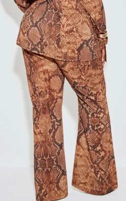 Plus Snake Print Chiffon Flare Pants