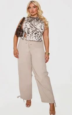 Plus Stone Animal Print Vest Top