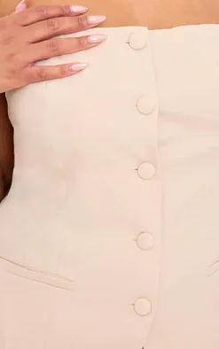 Plus Stone Button Up Bandeau Vest