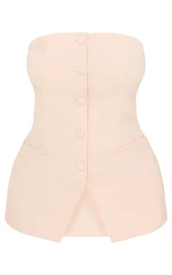 Plus Stone Button Up Bandeau Vest