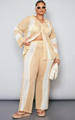 Plus Stone Contrast Stripe Knitted Pants