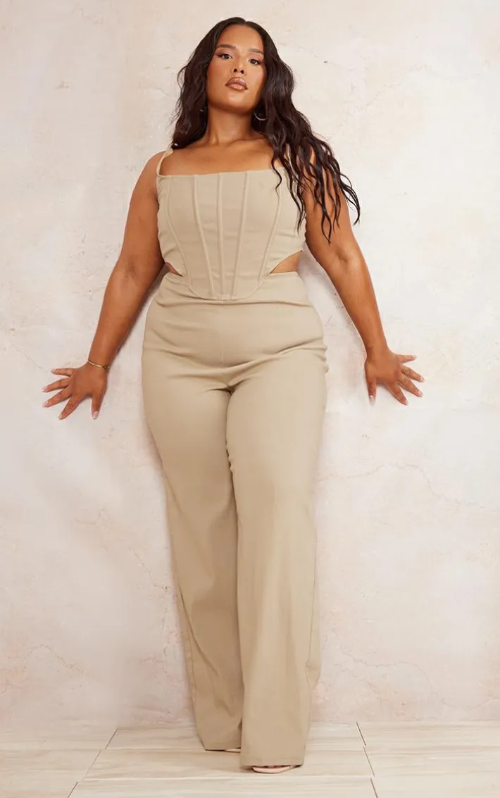Plus Stone Corset Cut Out Jumpsuit