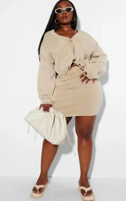 Plus Stone Distressed Detail Acid Wash Mini Skirt