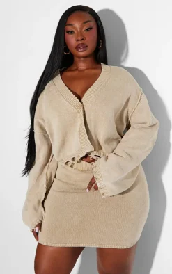 Plus Stone Distressed Detail Acid Wash Mini Skirt