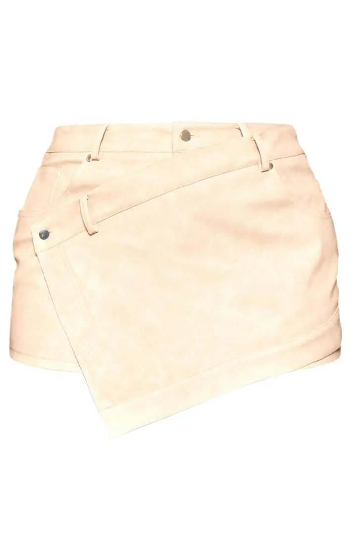Plus Stone Faux Leather Wrap Detail Skort