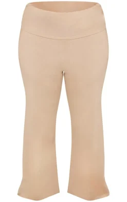 Plus Stone Fold Over Soft Touch Flared Pants