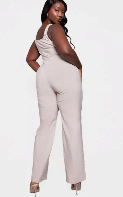 Plus Stone Hook And Eye Corset Detail Flared Jumpsuit