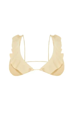 Plus Stone Mix & Match Frill Detail Bikini Top