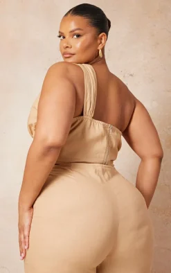 Plus Stone One Shoulder Corset Top