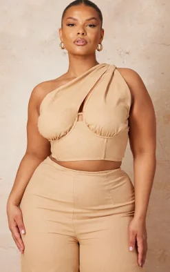 Plus Stone One Shoulder Corset Top