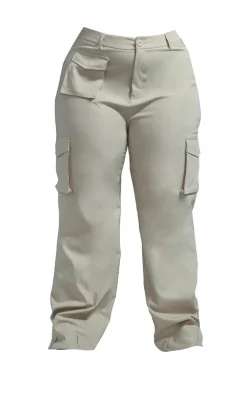 Plus Stone Pocket Front Cargo Straight Leg Pants