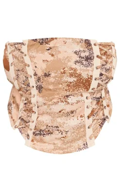 Plus Stone Printed Lace Up Side Bandeau Crop Top